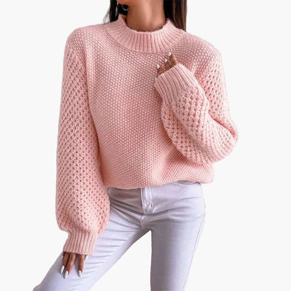 Damen Strickpullover mit Grobstrick und Ballonärmeln – Modischer Oversize Sweater für Herbst & Winter
