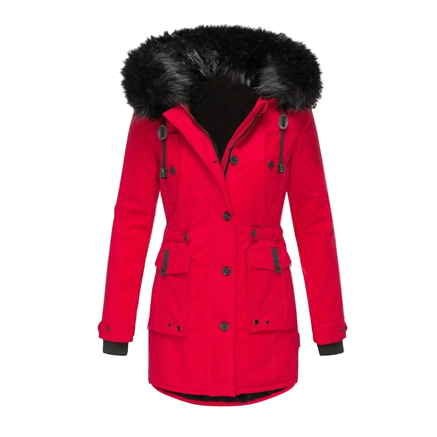 Damen Winterjacke Vintage Stil mit Kapuze und Fellkragen – Eleganter Mantel für Alltag & Freizeit