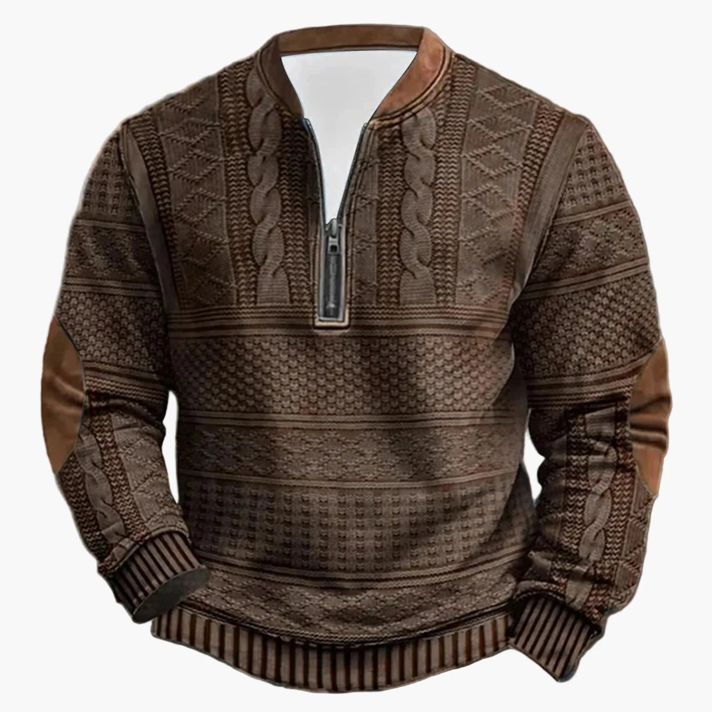 Herren Strickpullover im Vintage-Look mit Stehkragen – Modischer Outdoor & Freizeit Pullover