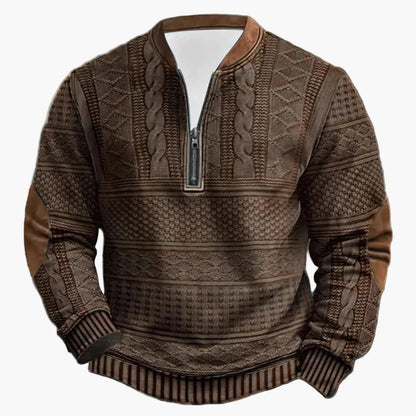 Herren Strickpullover im Vintage-Look mit Stehkragen – Modischer Outdoor & Freizeit Pullover