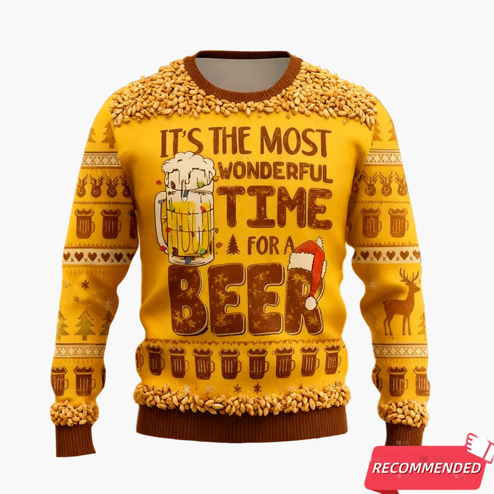 Herren Weihnachts-Pullover Lustig – It's The Most Wonderful Time For A Beer – Ugly Christmas Sweater für Partys