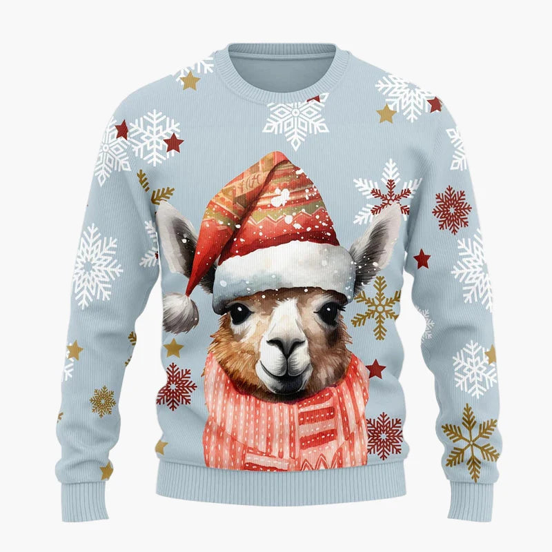 Unisex Weihnachtspullover Lustig Llama mit Sonnenbrille – Ugly Christmas Sweater für Festtage