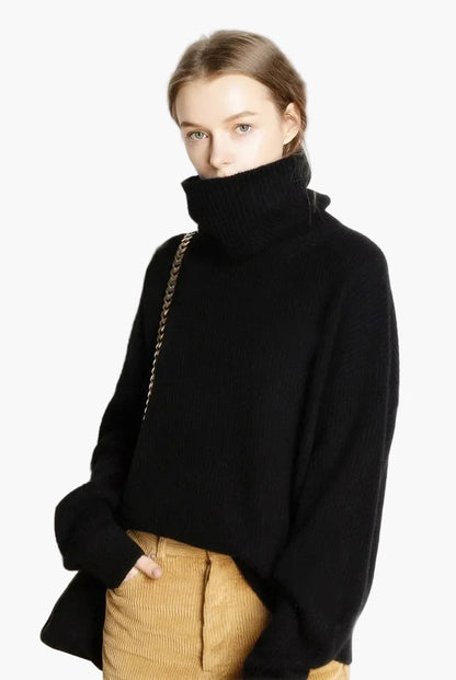 Damen Rollkragenpullover Oversized – Modischer Winter Strickpullover für Alltag & Freizeit