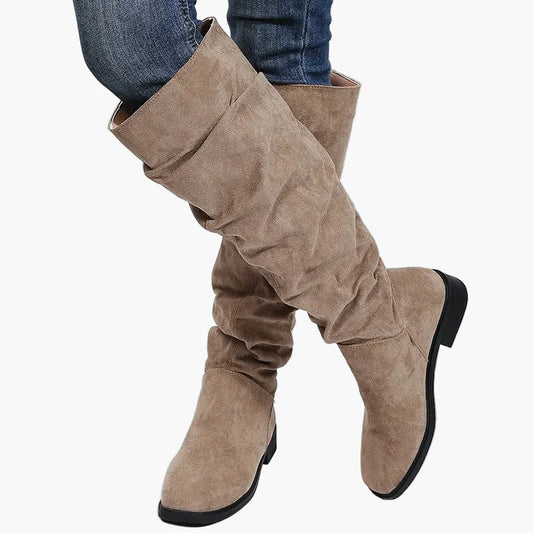 Damen Kniehohe Stiefel im Slouchy-Look für Alltag und Freizeit