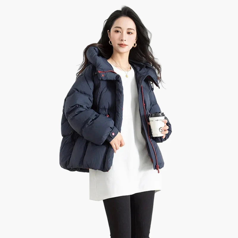 Damen Winter Oversize Steppjacke mit Kapuze, modisch & warm für Alltag und Freizeit