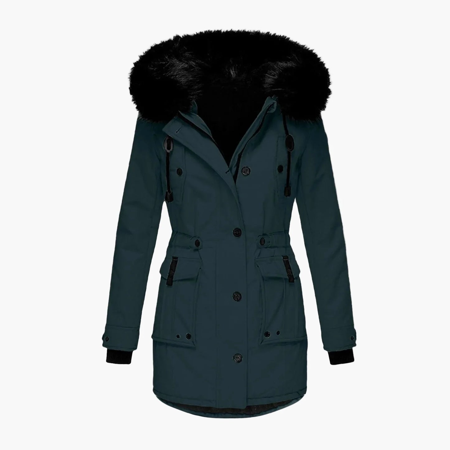 Damen Winterjacke Vintage Stil mit Kapuze und Fellkragen – Eleganter Mantel für Alltag & Freizeit