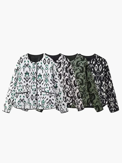 Damen Steppjacke im Boho-Stil – Casual Übergangsjacke mit modernem Muster für Alltag und Freizeit