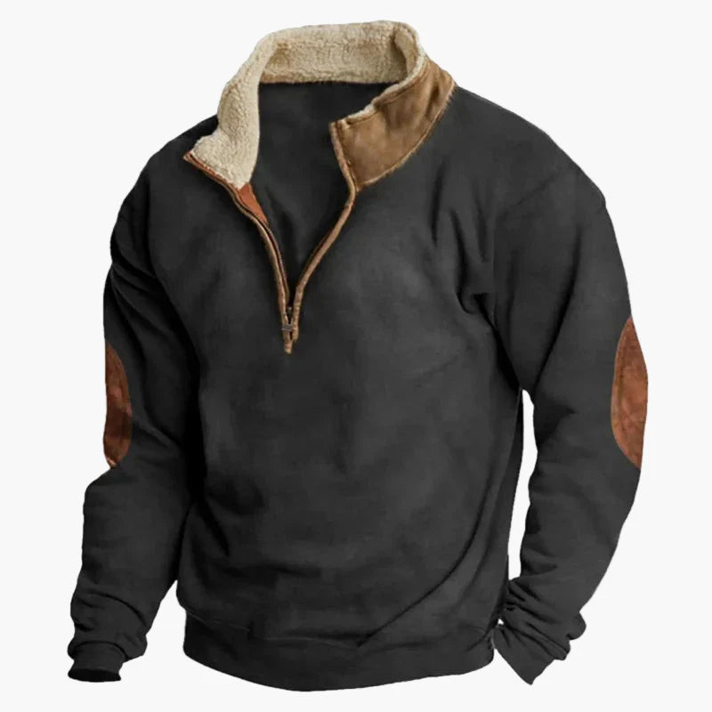 Herren Wild West Vintage Outdoor Pullover im Cowboy-Stil mit Stehkragen