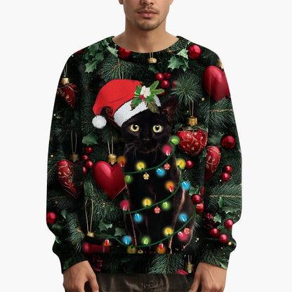 Herren Weihnachtspullover mit Katzenmotiv – Lustiger Weihnachts-Sweater für festliche Anlässe