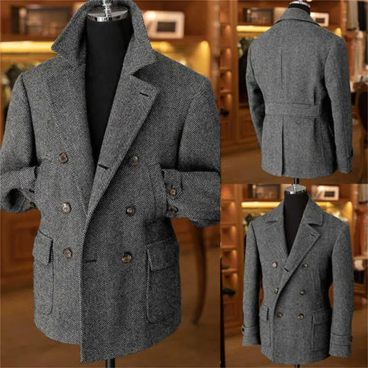Herren Klassischer Doppelreihiger Blazer im Vintage-Stil – Eleganter Mantel für Business und Freizeit