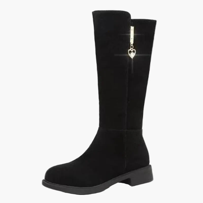 Damen Stiefel mit Herzanhänger – Elegante Kniehohe Winterstiefel für Alltag und Ausgehen