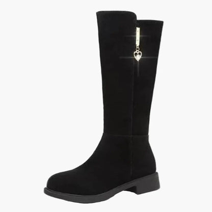 Damen Stiefel mit Herzanhänger – Elegante Kniehohe Winterstiefel für Alltag und Ausgehen