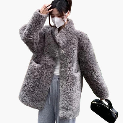 Damen Oversize Teddy Jacke – Modischer Wintermantel für Alltag und Freizeit