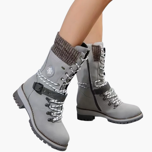 Damen Outdoor Winterstiefel mit Schnürung und Reißverschluss – Modische Wander- & Freizeitboots