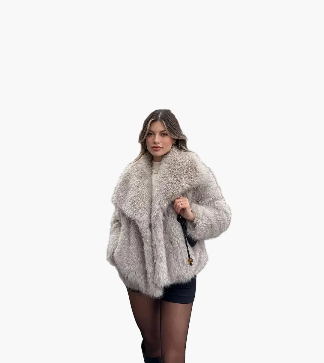 Damen Luxus Faux Fur Jacke – Eleganter Herbst Winter Look für besondere Anlässe