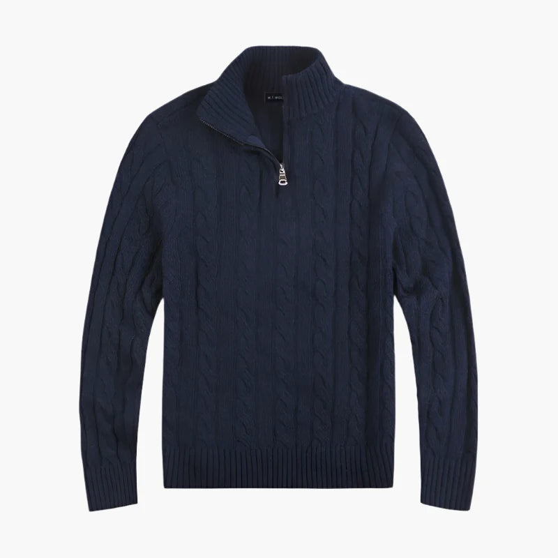 Herren Strickpullover im Old Money Stil mit halbem Reißverschluss – Eleganter Freizeitpullover