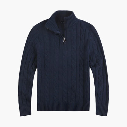 Herren Strickpullover im Old Money Stil mit halbem Reißverschluss – Eleganter Freizeitpullover