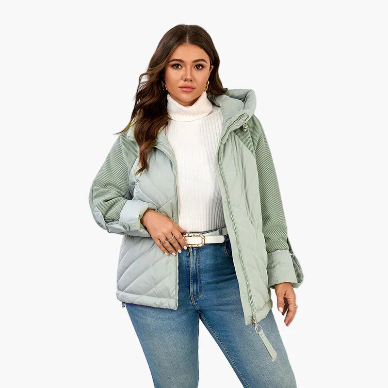 Damen Oversize Steppjacke mit Kapuze – Modischer Herbst Winter Look, Plus Size, City & Freizeit