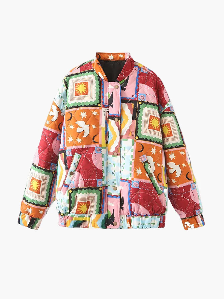 Unisex Patchwork Bomberjacke im Retro-Stil – Modische Freizeitjacke für Herbst & Winter