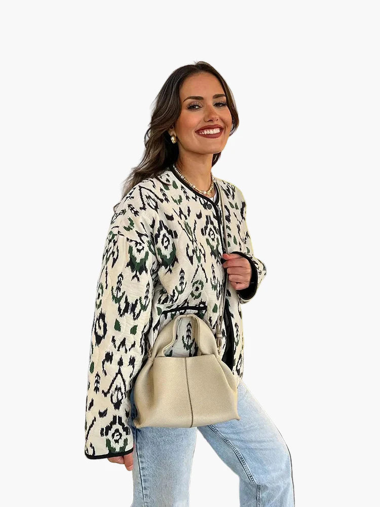 Damen Steppjacke im Boho-Stil – Casual Übergangsjacke mit modernem Muster für Alltag und Freizeit