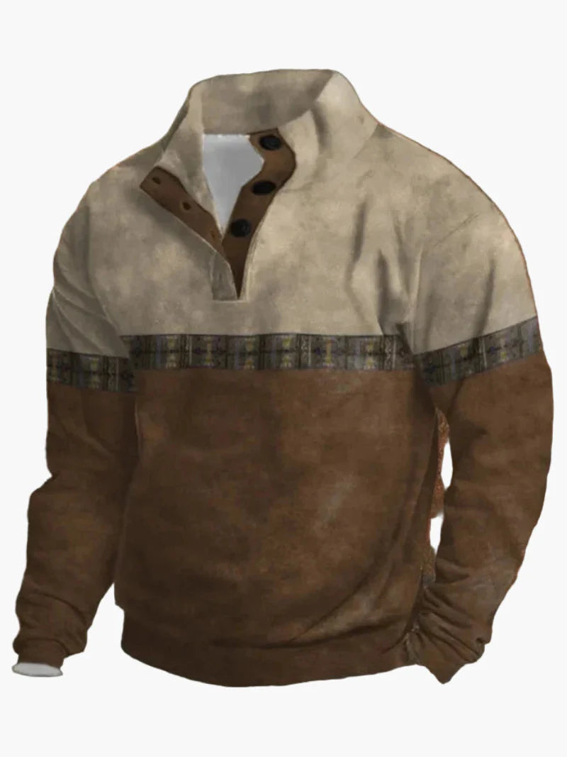 Herren Western Retro Pullover mit Cowboy-Print – Vintage Freizeitmode für Outdoor & Alltag