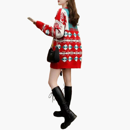 Damen Ugly Christmas Pullover Kleid – Lustiger Weihnachts-Sweater mit 3D Schneemann