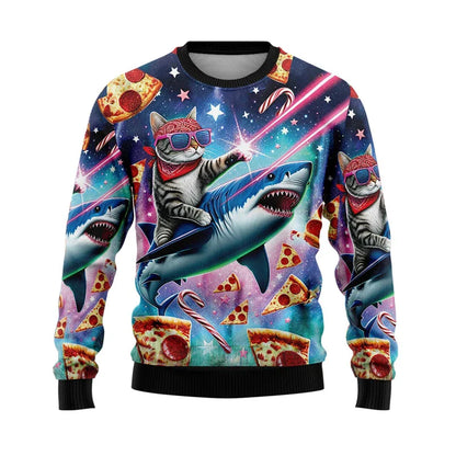 Herren Ugly Christmas Sweater Hip Hop Santa Claus – Lustiger Weihnachtspullover für Partys & Freizeit