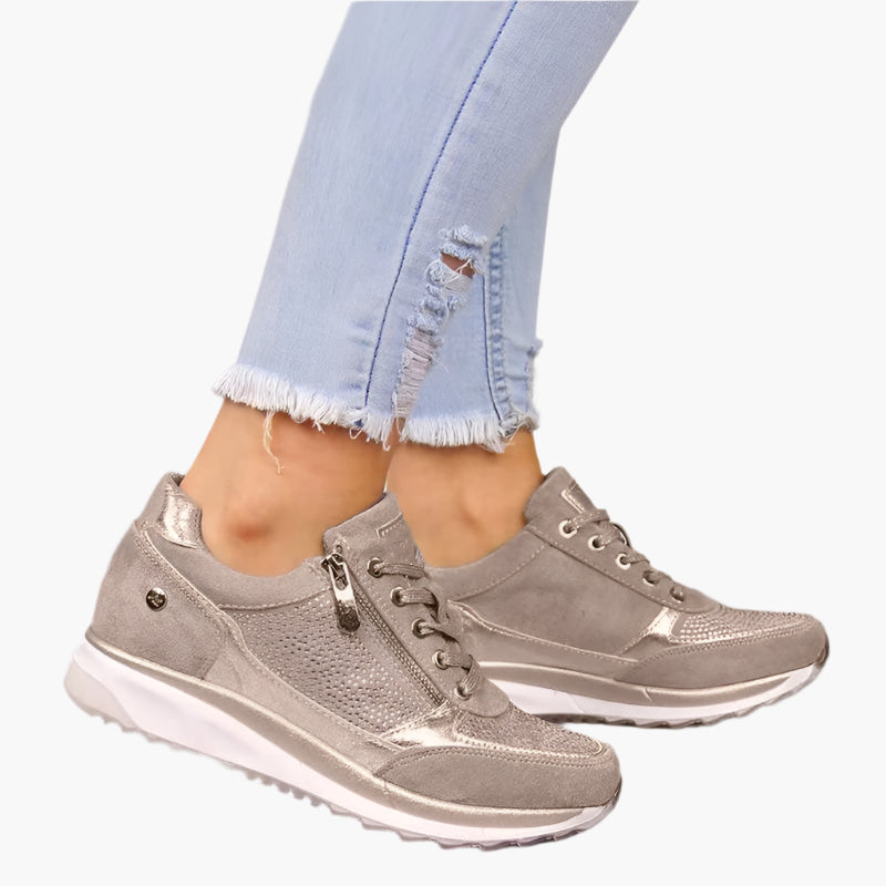 Damen Sneaker für Alltag & Freizeit – Modischer Komfortschuh mit Reißverschluss und Plateau