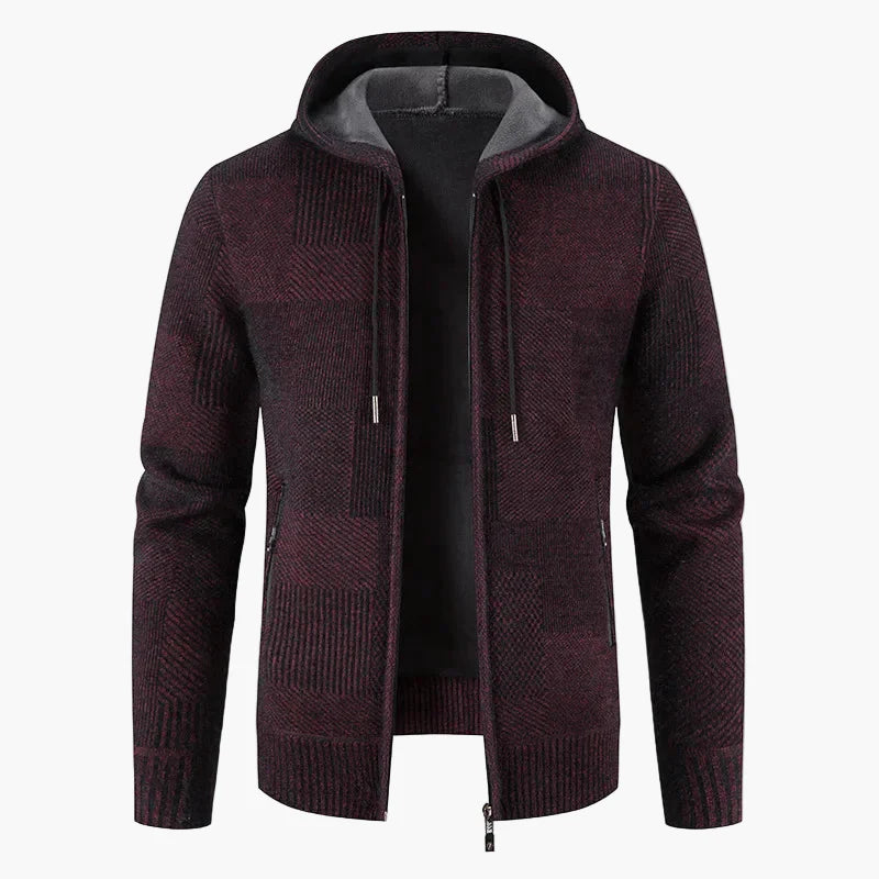 Herren Kapuzen-Strickjacke für Winter – Modische Fleece gefütterte Pulloverjacke, Freizeit & Alltag