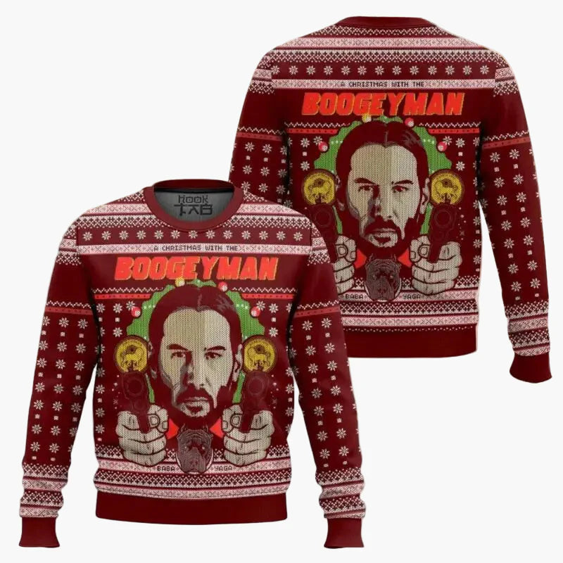 Herren Weihnachtspullover John Wick Ugly Christmas Sweater – Lustiger Film-Fan Pullover für die Feiertage