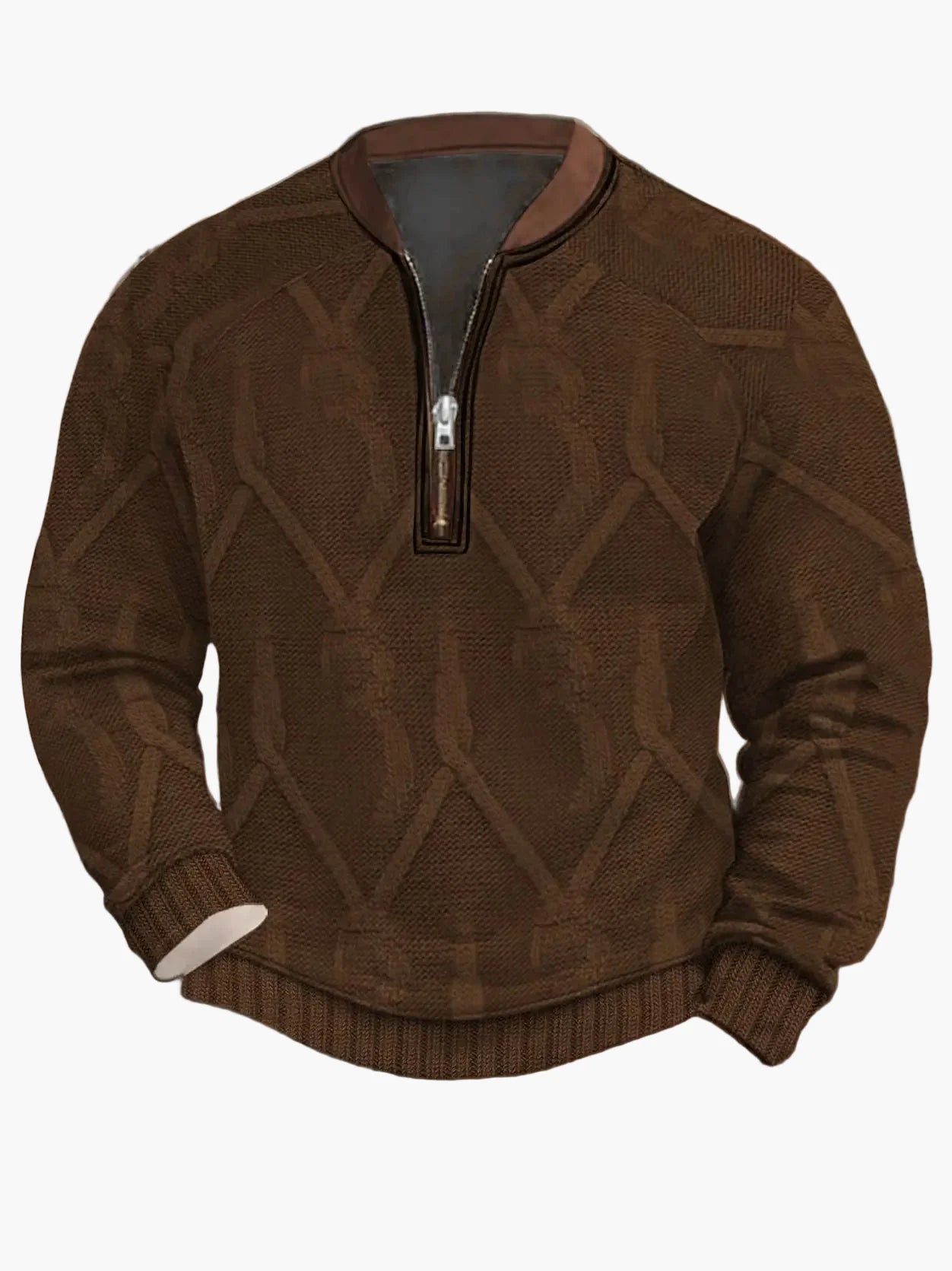 Herren Pullover mit Vintage-Look und halbem Reißverschluss – Stilvoller Freizeit-Sweater für Alltag und Outdoor