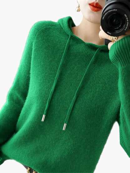 Damen Strickpullover mit Kapuze – Stilvoller Freizeit-Hoodie für Herbst und Winter