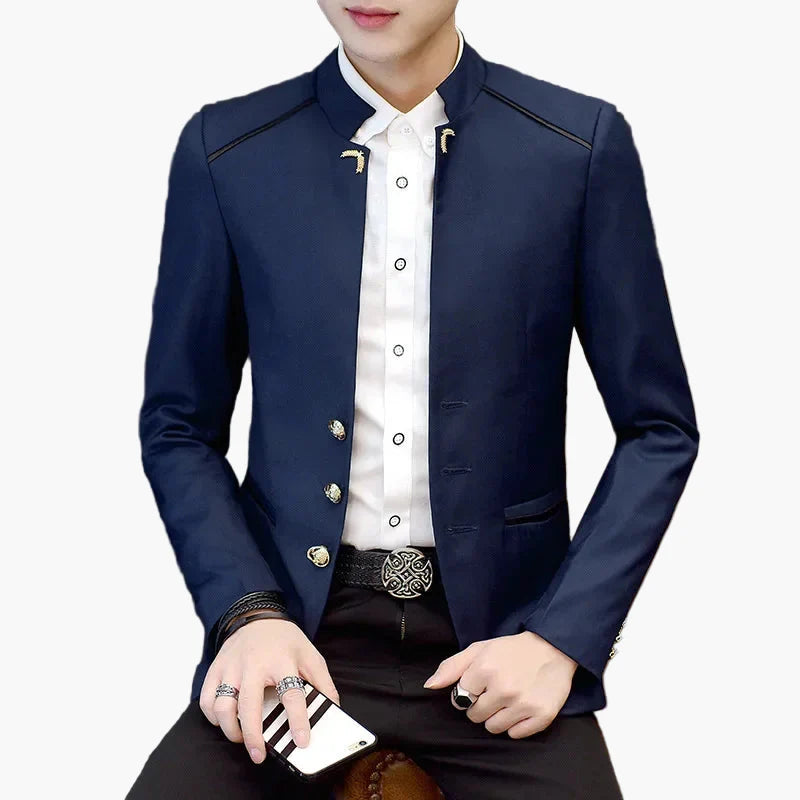 Herren Stehkragen Blazer Modern Business Casual Slim Fit Jacke