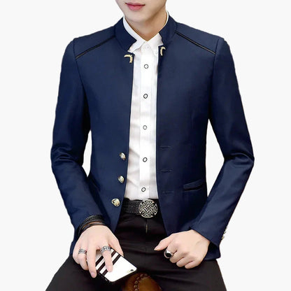 Herren Stehkragen Blazer Modern Business Casual Slim Fit Jacke