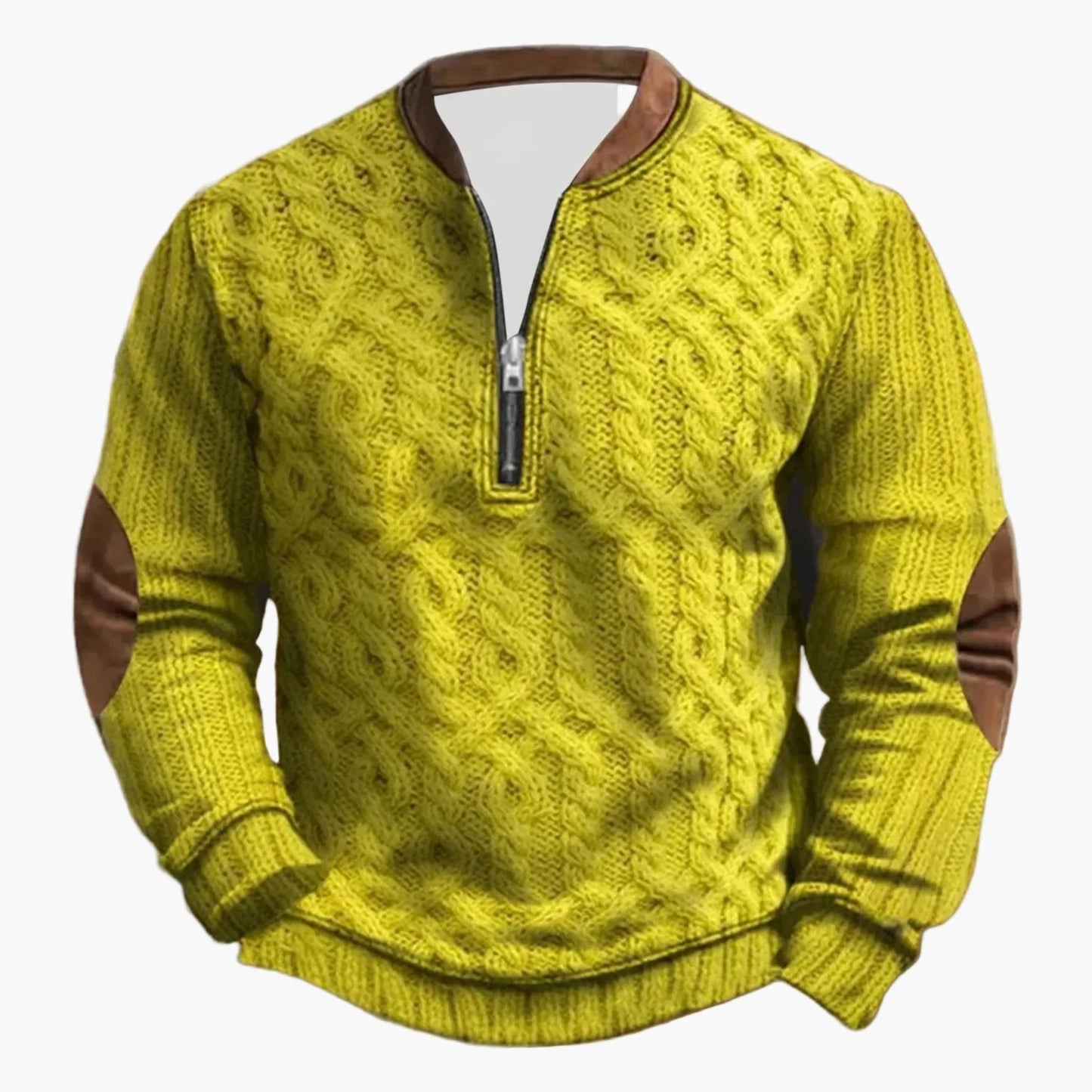 Herren Outdoor Freizeit Pullover mit Stehkragen und Reißverschluss – Modischer Strick-Look für Alltag & Freizeit