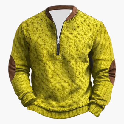 Herren Outdoor Freizeit Pullover mit Stehkragen und Reißverschluss – Modischer Strick-Look für Alltag & Freizeit