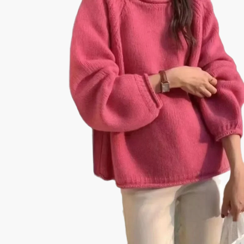 Damen Pullover im französischen Stil – Bequemer weiter Strickpullover für Alltag und Freizeit