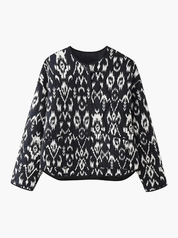 Damen Steppjacke im Boho-Stil – Casual Übergangsjacke mit modernem Muster für Alltag und Freizeit