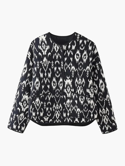 Damen Steppjacke im Boho-Stil – Casual Übergangsjacke mit modernem Muster für Alltag und Freizeit