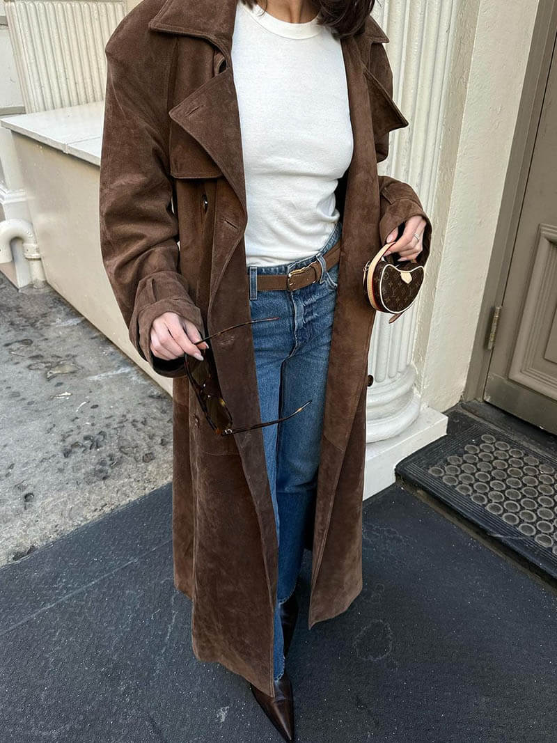Damen Trenchcoat Longline mit Gürtel – Eleganter Mantel für stilbewusste Frauen