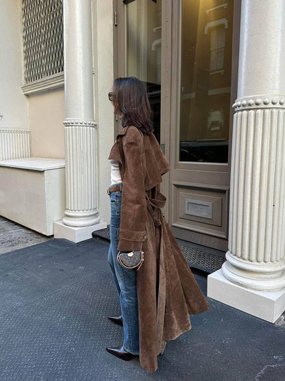 Damen Trenchcoat Longline mit Gürtel – Eleganter Mantel für stilbewusste Frauen