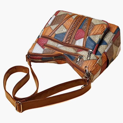 Damen Patchwork Schultertasche Vintage Stil – Modische Umhängetasche für Alltag und Freizeit
