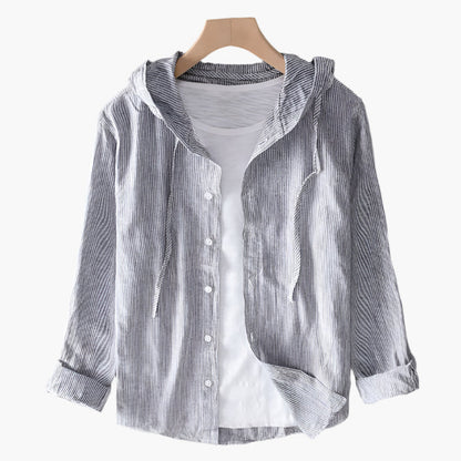 Damen Leinenbluse mit Kapuze – Casual Eleganz für Alltag und Reisen