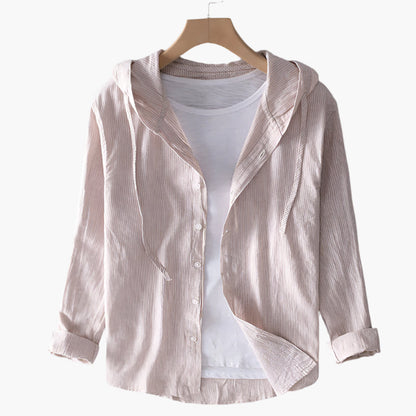 Damen Leinenbluse mit Kapuze – Casual Eleganz für Alltag und Reisen