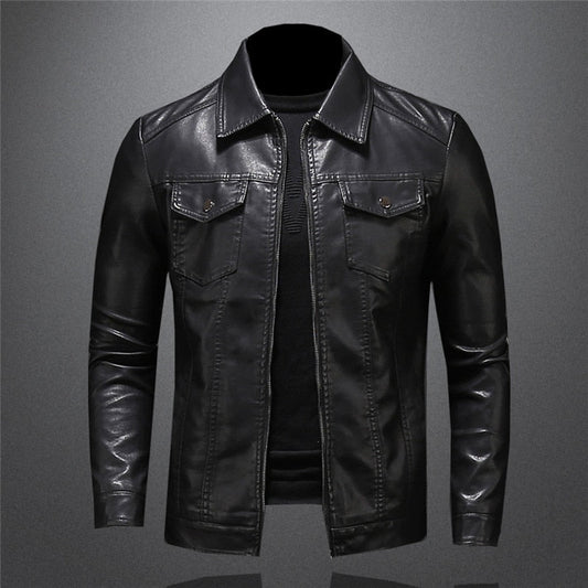 Herren Kunstlederjacke im klassischen Biker-Stil – Elegante Übergangsjacke für Alltag & Freizeit