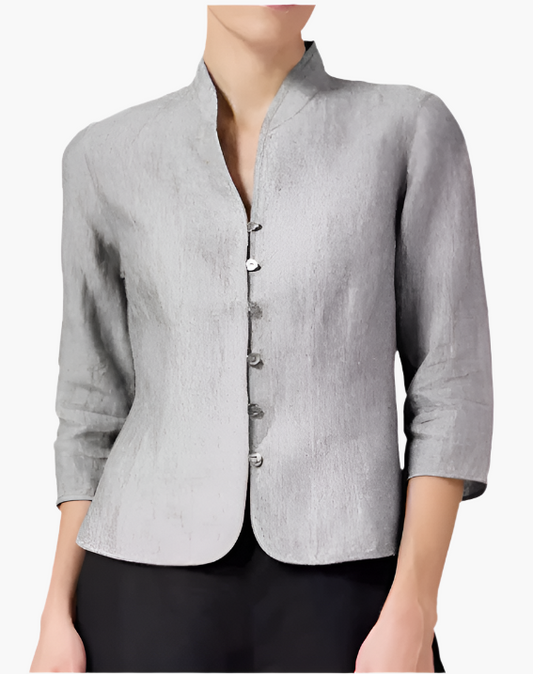 Damen Elegante Stehkragen-Jacke – Zeitloser Stil für Büro & Freizeit