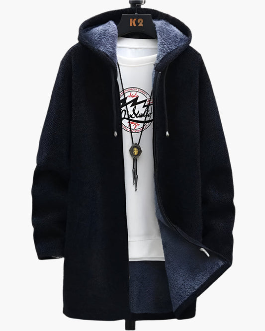 Herren Fleecejacke mit Kapuze – Modischer Wintermantel für Alltag & Freizeit