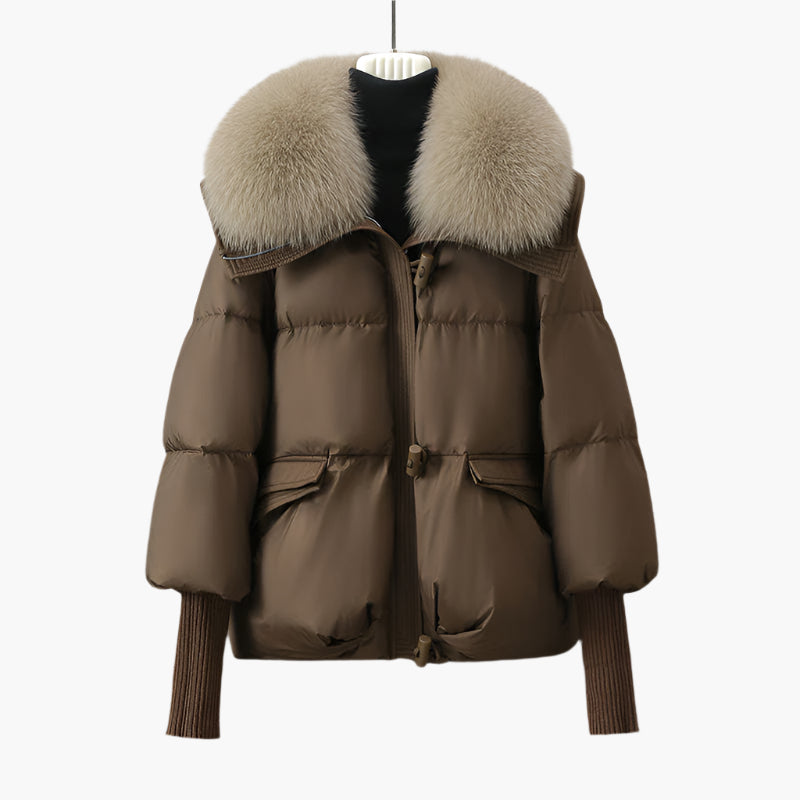 Damen Winter Steppjacke mit Luxusfellkragen – Modischer Puffer für kalte Tage