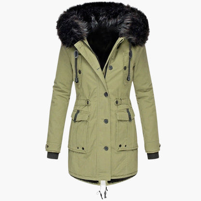 Damen Winterparka mit Kunstfellkapuze – Modischer Mantel für kalte Tage