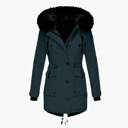 Damen Winterparka mit Kunstfellkapuze – Modischer Mantel für kalte Tage